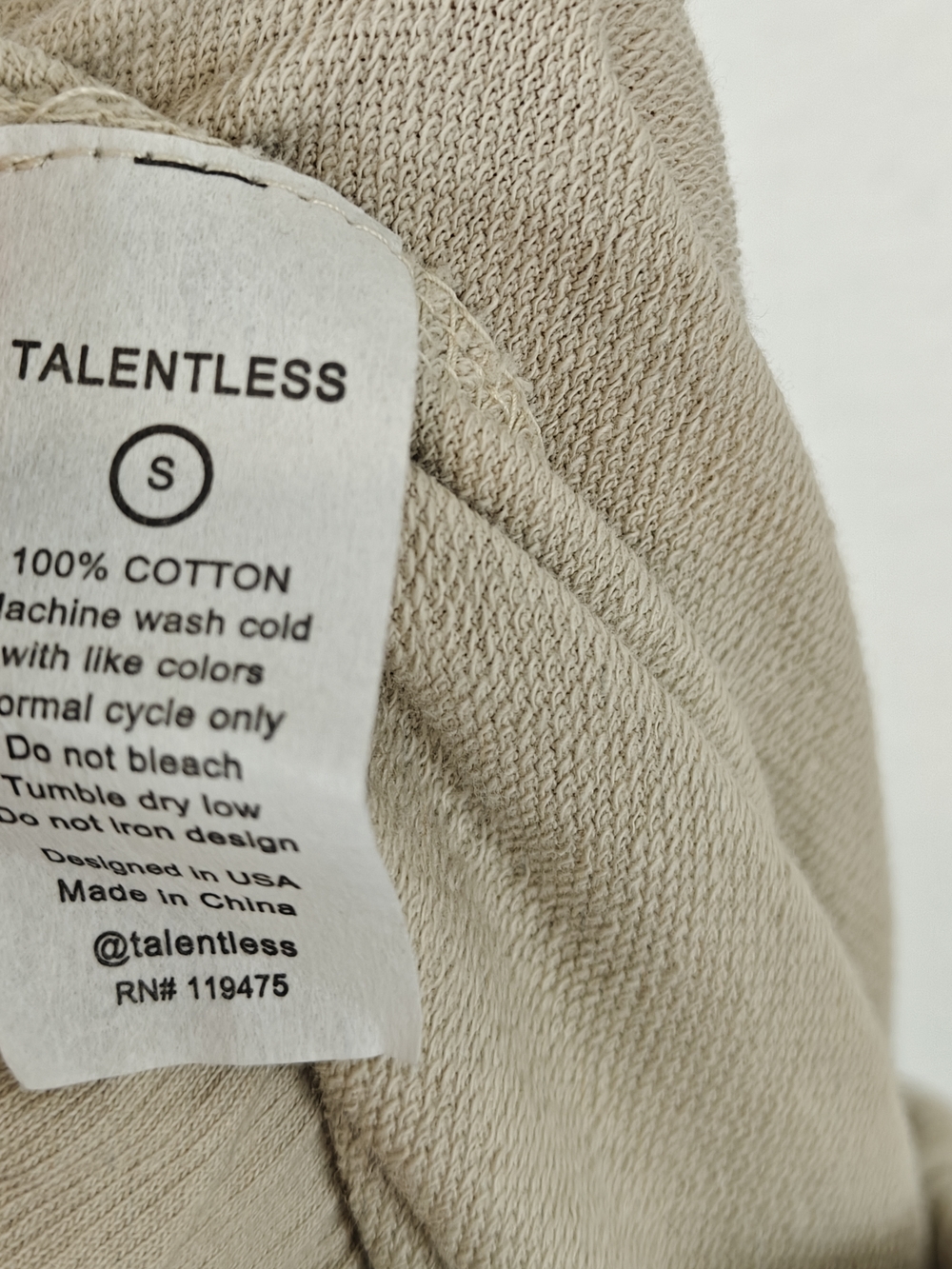 Talentless French Terry Lounge Pants Bone Minimal Cozy Wide Leg Cotton Sz Small - Picture 13 of 13